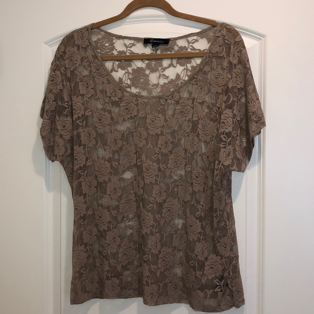 Forever 21 Tan Lace Top